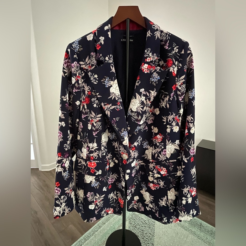 Lane Bryant Navy Floral Blazer -size 16